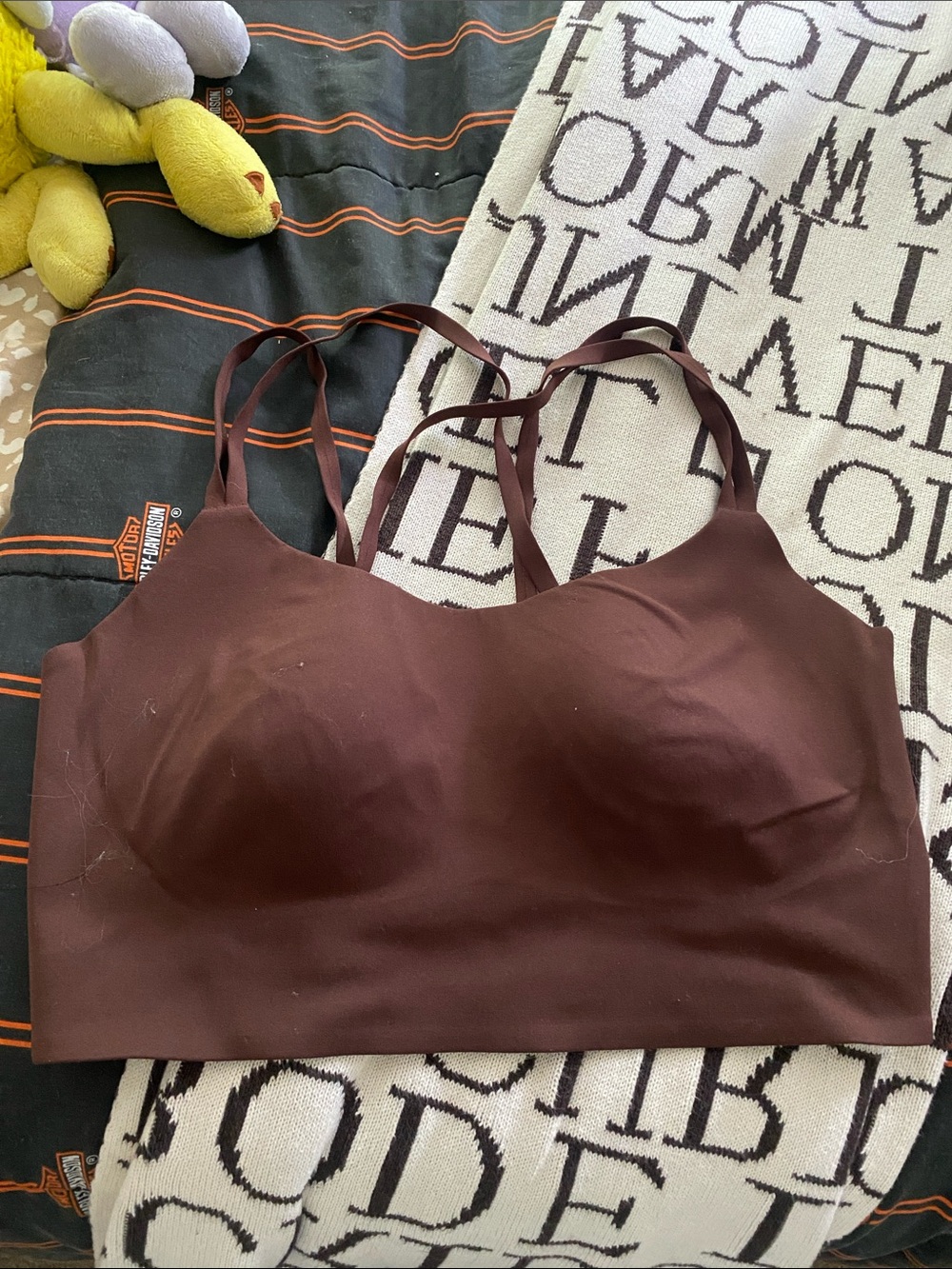 aerie Seamless Double-Strap Bralette in Deep Brown